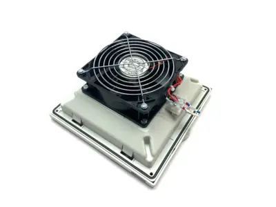 USED HOFFMAN NVENT SIDE MOUNT COOLING FILTER FAN LIGHT GRAY 24V 70CFM