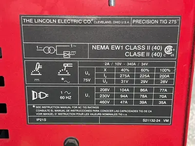 Used LINCOLN ELECTRIC PRECISION TIG 275 Tig Welders Ohio US | HGR 24 #1506607