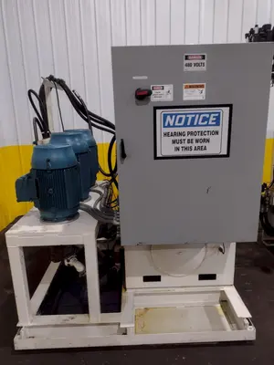 200 TON AMD 4-POST TIE-ROD FRAME HEAVY DUTY HYDRAULIC PRESS & MULTI-PRESSURE HYDRAULIC UNIT: STOCK #19452