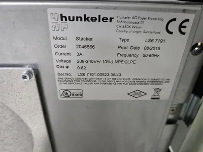 USED 2015 HUNKELER ROLL TO SHEET 22” WIDE CONVERSION LINE
