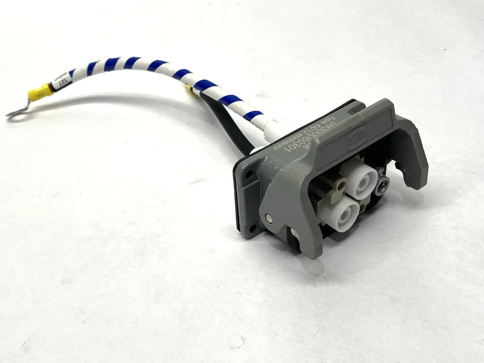 USED HARTING HAN HV MODULE W/ 09300060301 BULKHEAD MOUNT HOUSING