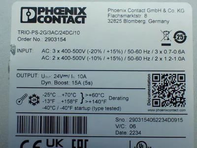 New | in-Stock PHOENIX CONTACT 2903154 DIN Rail Power Supplies Ohio US | HGR 24 #1406441