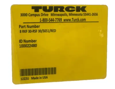 NEW TURCK 8RKF30-RSF30/S651/RED JUNCTION BOX 4RKF30RSF30S651RED 100022480