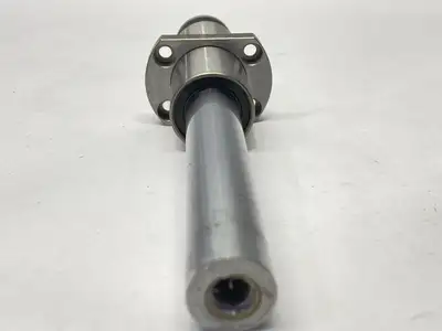 USED MISUMI CENTER FLANGED LINEAR BALL BEARING 20MM DIAMETER W/ SHAFT 200MM