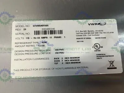 USED VWR GTVWG49FSSA STAINLESS STEEL DOUBLE DOOR FREEZER -25°C 49 CU, FT.
