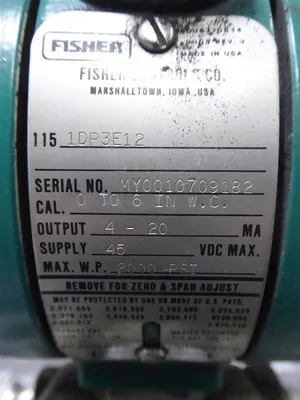 Fisher Controls 1151DP3E12 Pressure Transmitter Module Used