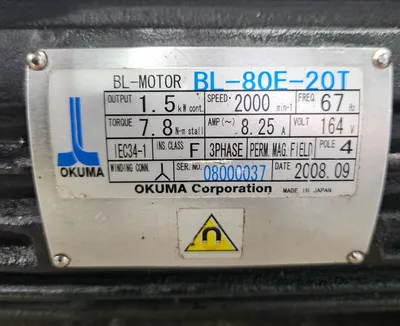 OKUMA BL-80E-20T Servo Motors | Great American Equipment Company (5)
