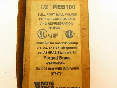 Watts REB100  Brass HVAC Ball Valve 1/2" Copper Line  500 PSI  LOT OF 2