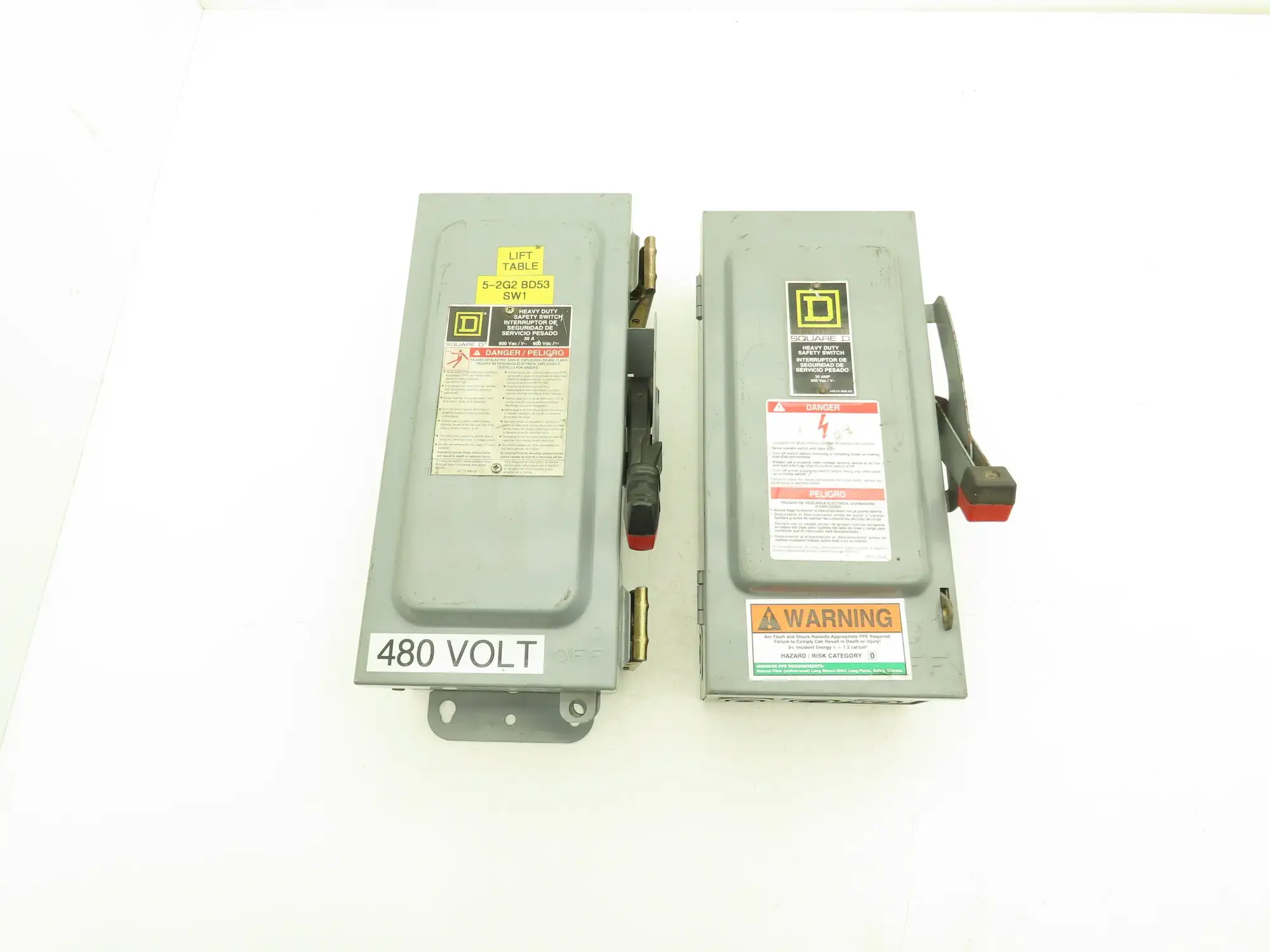 Square D H361 Safety Disconnect Switch Fusible 30A 3PH Series E1 Mixed Lot of 2