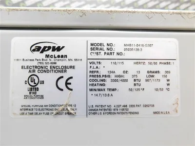 APW McLean MHB11-0416-G307 Air Conditioner 3300/4000 BTU 134A Some Damage New