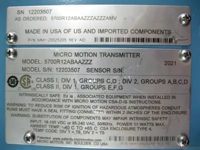 USED Micro Motion 5700 R12 ABAAZZZ AZZZAMV