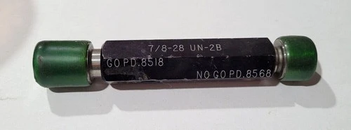 7/8-28 UN-2B Thread Plug Gage GO & NO GO Go P.D. .8518 & NOGO P.D. .8568