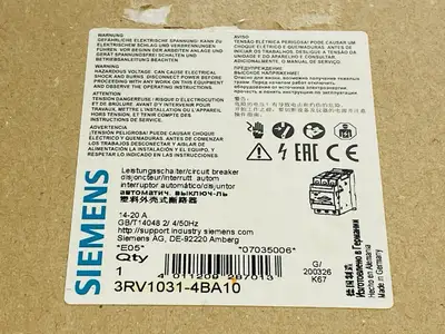 3RV1031-4BA10 | Siemens  Motor Protection Circuit Breaker 14-20A 600V - New Other