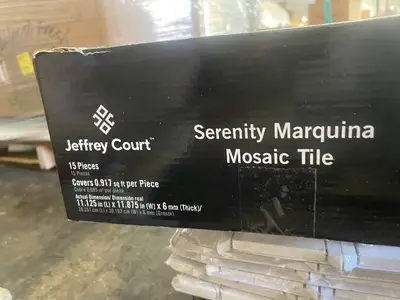 Jeffrey Court Serenity Marquina Mosaic Tile - 2 Boxes 11.125 in L x 11.875 in W, 6 mm thick