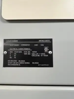 Advantage 2100 MCC, 600V, 3-Ph, 1200A, 9 Sections