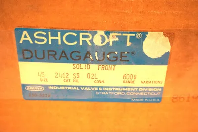 NEW ASHCROFT 45-2462SS-02L-600 DURAGAUGE 452462SS02L600