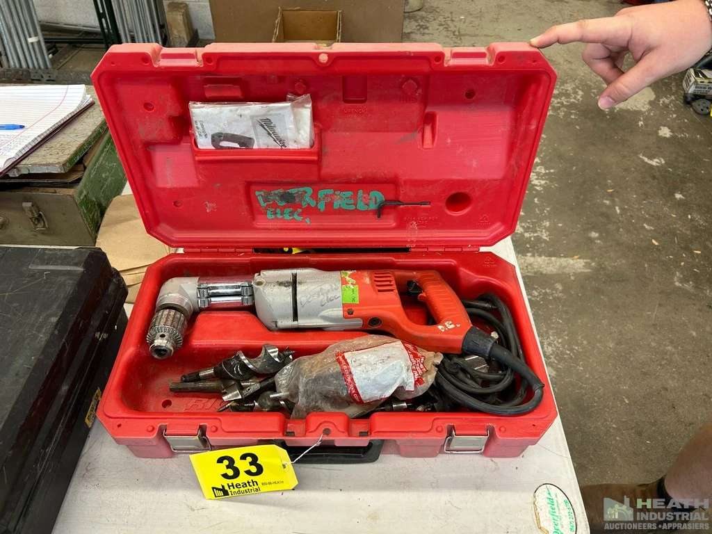 Used _UNKNOWN_ MILWAUKEE 1/2" RIGHT ANGLE DRILL W/ CASE Portable Drills including Magnetic Base Illinois US | Heath Industrial Auction Services #1379461