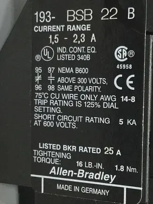 USED ALLEN BRADLEY 193-BSB 22 SER B