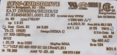NEW SEW EURODRIVE KA37 DRN90S4/BE2HR/IS GEARMOTOR 20.19 KA37DRN90S4BE2HRIS
