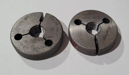 Set of 1/2-20 UNF-3A GO & NO GO Set Thread Ring Gage P.D. .4675 & .4643 Gages