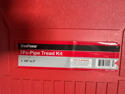 TruePower 7 Size Pipe Tread Kit Thread 3/8" to 2" Die Set Handle Ratchet