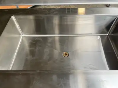 Used Hubert Used 52" Hubert 76306 Stainless 3 Pan Mobile Ice Down Bar Food Service Cart - SS309 Bar Equipment Illinois US | Falcon Restaurant Supply #1375698