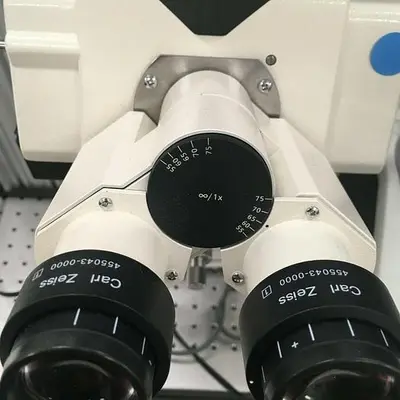 CARL ZEISS MICROSCOPE AXIOTECH VARIO 100HD WITH KONICA MINOLTA SPECTROPHOTOMETER
