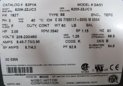 NEW GRUNFOS MP22872 FLOMAX 8 PUMP 3HP 208-230/460V 1.5"