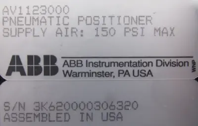 NEW ABB AV1123000 PNEUMATIC POSITIONER