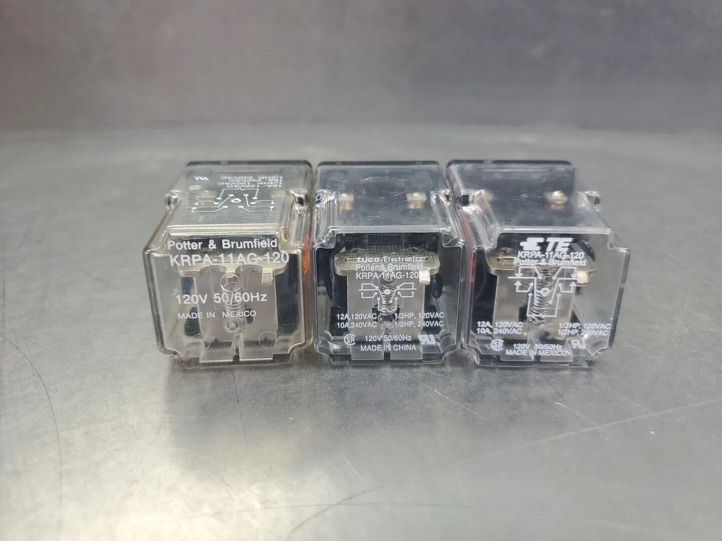 TE/POTTER & BRUMFIELD KRPA-11AG-120 RELAY, 12A - Lot of 3. 4D-28