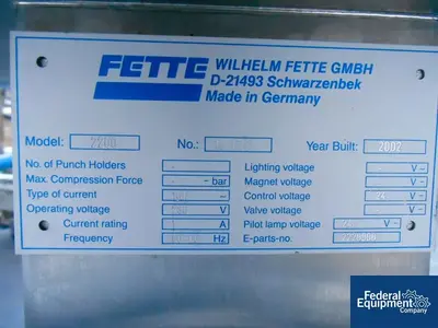 USED Fette Fette Control Console, Model 2200