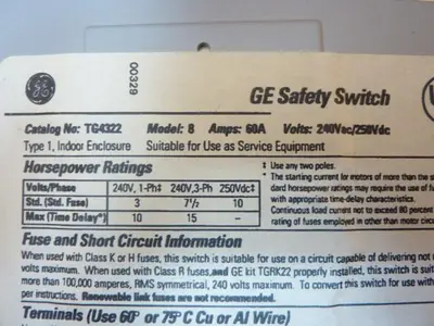USED GENERAL ELECTRIC / GE TG4322