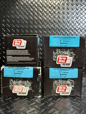 Grip Rite 1in Electro Galvanized Roofing Nails - 5 lb Box (4-Pack)