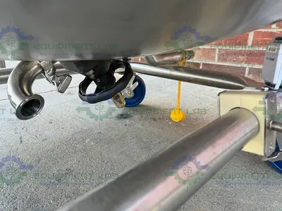 USED PRECISION STAINLESS 500 LITER STAINLESS STEEL JACKETED REACTOR  W/ 0.5 HP MIXER