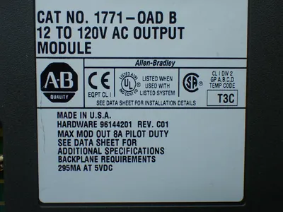 Used ALLENBRADLEY 1771OAD PLC Input & Output Ohio US | HGR 24 #879736