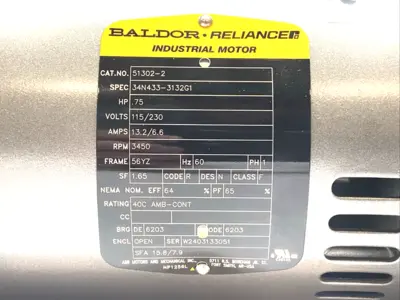 Used ABB Baldor-Reliance Electric Motor 0.75HP 115/230V 1-Phase 3450rpm A.C. Motors Michigan US | Maverick Industrial Sales #1392009
