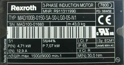 NEW REXROTH MAD100B-0150-SA-S0-LG0-05-N1 SERVO MOTOR R911311990