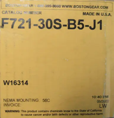 NEW BOSTON GEAR F721-30S-B5-J1 GEAR REDUCER 30:1 F72130SB5J1
