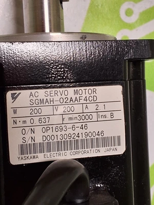 YASKAWA ELECTRIC SGMAH-02AAF4CD AC SERVO MOTOR - *REFURBISHED*