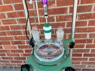 Used CHEMGLASS 20 LITER JACKETED GLASS REACTOR W/ J-KEM OVERHEAD STIRRER Reactors California US | Equipment Lab #1388409
