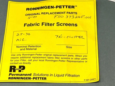 New | in-Stock RONNINGEN-PETTER FABRIC FILTER SCREENS TRI-CLUSTER Filters | Maverick Industrial Sales #1107933