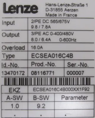 REFURBISHED LENZE ECSEA016C4B SERVO MODULE