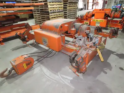 Cleveland Tramrail P&H 7.5 Ton Double Girder Underhung Bridge Crane Hoist 26'