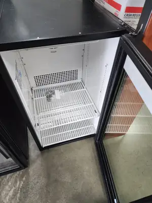 Used True Refrigeration Used True GDM-06-LD Countertop Cooler Refrigerator w/ Front Access - Swing Door, Black, 115v Display Refrigerators Illinois US | Falcon Restaurant Supply #1376685