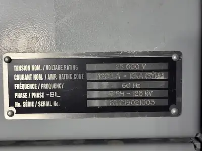 25kV 1200A 3ph Switchgear Unit w/ (2) Power Vac Breaker VB1 27.0-16-0