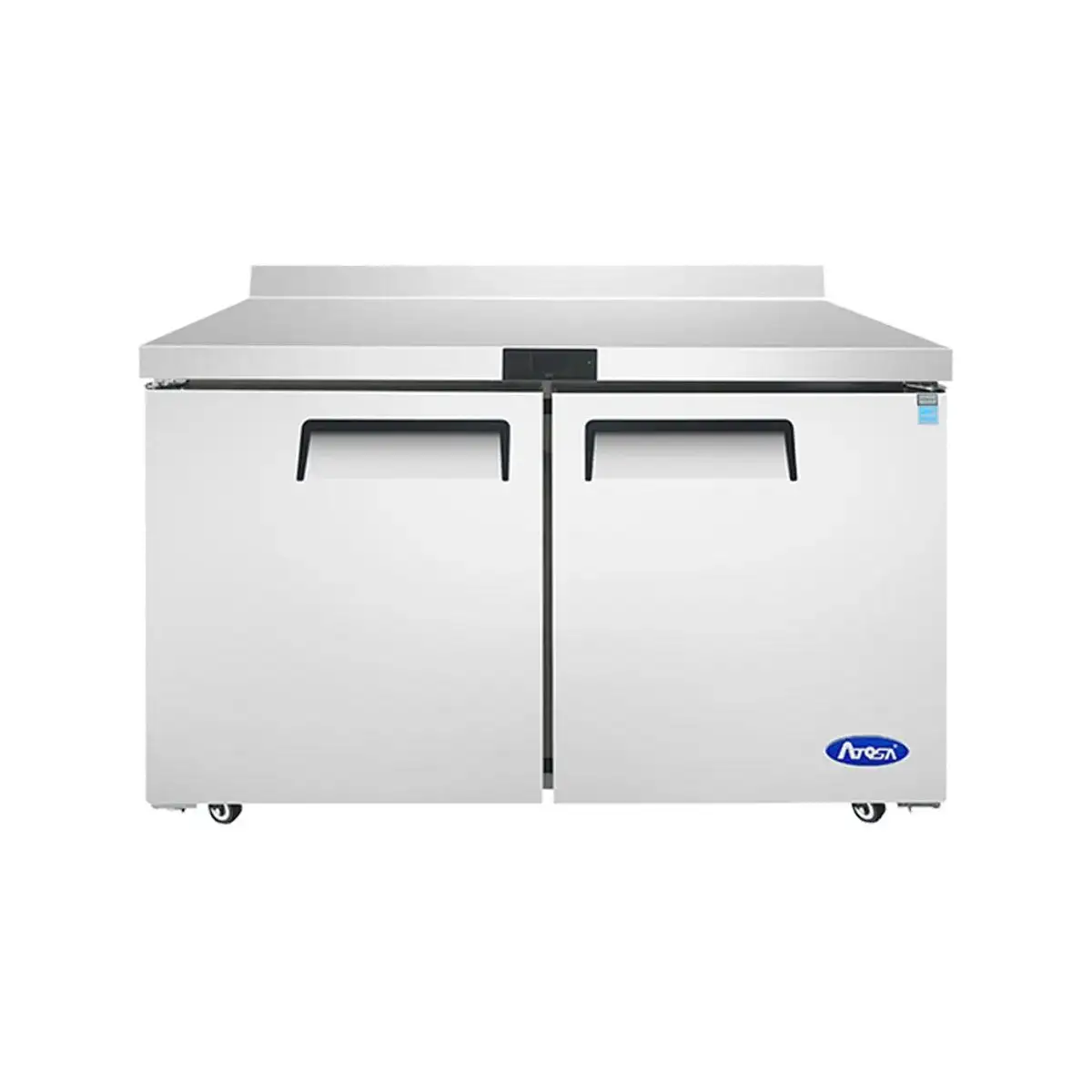 New | in-Stock Atosa New Atosa MGF8413GR 48" (2) Door Worktop Freezer w/ Backsplash Worktop Freezers Illinois US | Falcon Restaurant Supply #1375430
