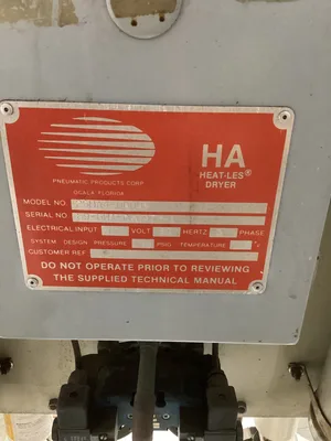 Pneumatic Products Corp HA 25HA4-00000 HEAT-LES Desiccant Air Dryer 150psi