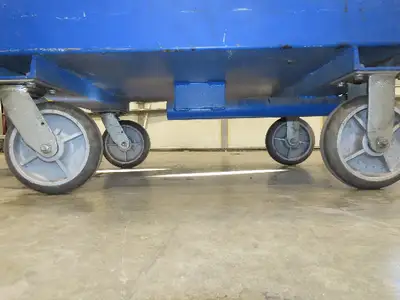 Portable Steel Hopper 1/2 Yard Tote Non-Tilt Towable Cart 36x24x27" Blue