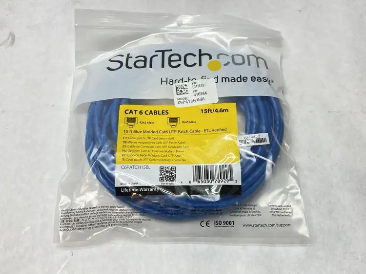 New | in-Stock STARTECH 15 FT BLUE MOLDED CAT6 UTP PATCH CABLE ETL VERIFIED Cable & Wire Michigan US | Maverick Industrial Sales #1092728