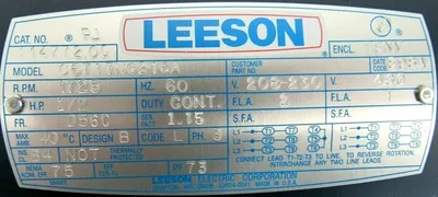 NEW LEESON 114772.00 MOTOR 1/2HP 208-230/460V 1725RPM 5/8" DIA. C6T17NC216A